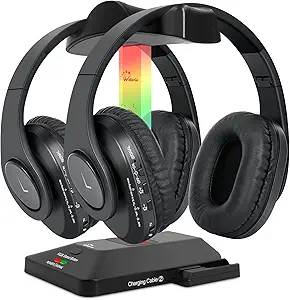 71kPe4dkgLL.__AC_SX300_SY300_QL70_FMwebp_ WallarGe Dual Wireless Headphones HP005 review for TV with Bluetooth and RF features