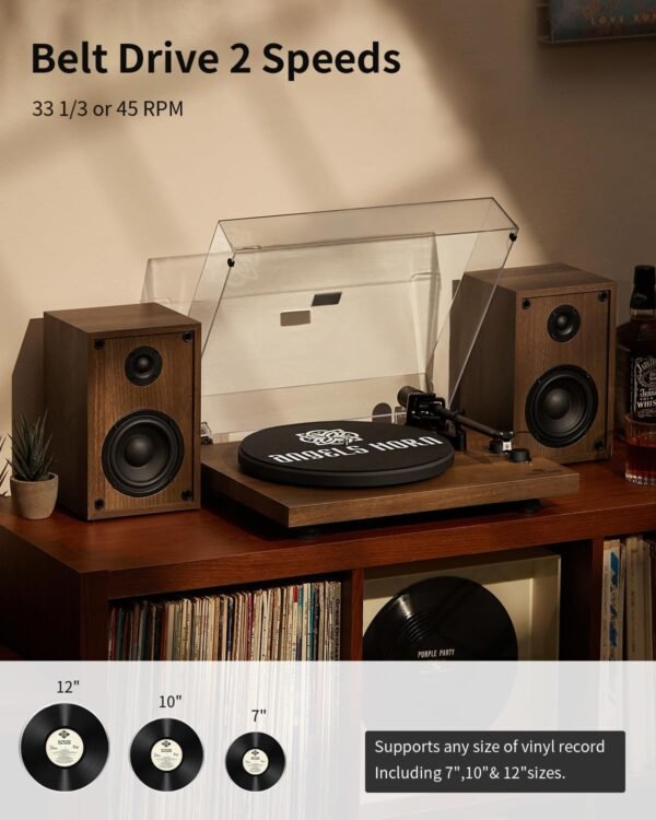 71tnecI52CL._AC_SL1500_ ANGELS HORN Hi-Fi Turntable System Review Bluetooth Vinyl Record Player with Speakers