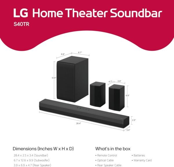 71wWVonkoL._AC_SL1500_ LG S40TR Home Theater Soundbar Review Powerful Audio with Wireless Subwoofer and Rear Speakers