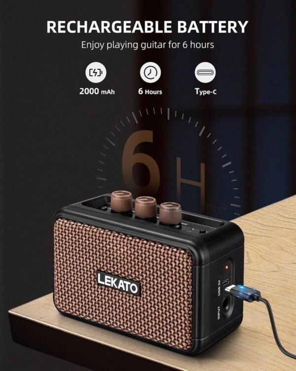 81Nd3CzDoFL._AC_SL1500_ Review of LEKATO Mini Electric Guitar Amplifier 5W with Bluetooth and Clean Overdrive