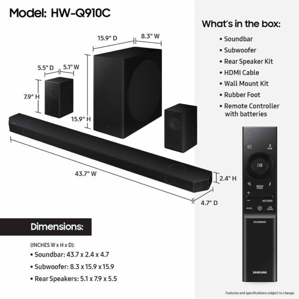 81Si0wFhHFL._AC_SL1500_ Samsung HW-Q910C Soundbar review exploring Dolby Atmos, Q-Symphony, and immersive rear speakers