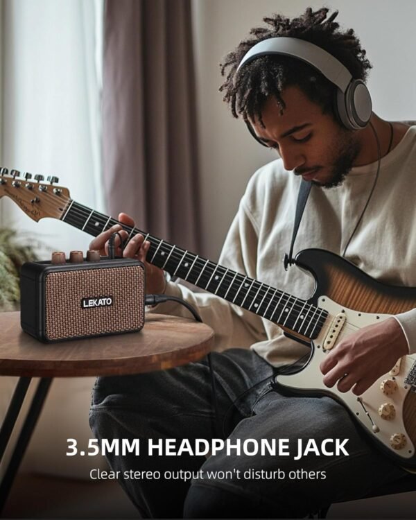 81aOo0uaAL._AC_SL1500_ Review of LEKATO Mini Electric Guitar Amplifier 5W with Bluetooth and Clean Overdrive