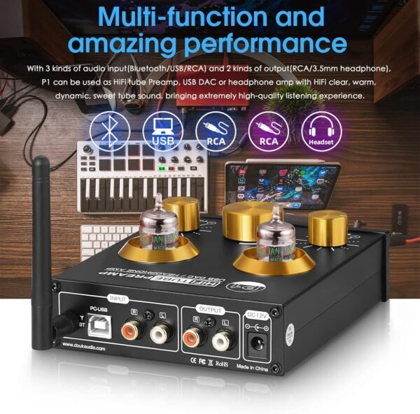81dd8blAlbL._AC_SL1500_ Douk Audio P1 Vacuum Tube Preamplifier Review Hi-Fi Bluetooth Receiver and USB DAC